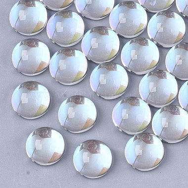 8mm Clear AB Flat Round Glass Cabochons
