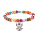 Synthetic Turquoise(Dyed) & Acrylic Beaded Stretch Bracelet with Alloy Charm for Women(BJEW-JB08627-04)-1
