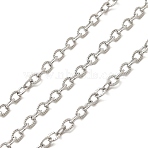 Brass Cable Chains, Soldered, with Spool, Lead Free & Cadmium Free, Long-Lasting Plated, Rack Plating, Oval, Platinum, 4.5x3x0.5mm(CHC-B023-01P)