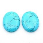Gemstone Cabochons, Oval, Synthetic Turquoise, 40x30x7~9mm(G-P024-03)