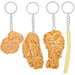 4Pcs Food Theme PVC Pendant Keychains, with Iron Split Key Rings, Platinum, Mixed Color, 108~150mm, 1pc/style(KEYC-SC0002-20A)