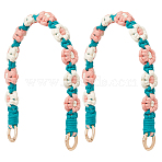 2Pcs Cotton Woven Flower Wrist Strap Lanyard, for Bag, Mobile Phone Decorations, with Alloy Finding, Colorful, 346~358x21~24x9.5~11mm(HJEW-BBC0001-10B)
