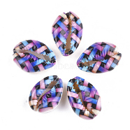 Printed Cowrie Shell Beads, No Hole/Undrilled, Colorful, 20~25x13~17x7~8mm(X-SSHEL-T007-16E)