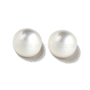 Resin Cabochons, Pearlized, Imitation Cat Eye, Half Round/Dome, Floral White, 5x3mm(CRES-D003-09)