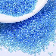MIYUKI Delica Beads, Cylinder, Japanese Seed Beads, 11/0, (DB1249) Transparent Ocean Blue AB, 1.3x1.6mm, Hole: 0.8mm, about 2000pcs/10g(X-SEED-J020-DB1249)