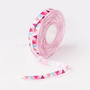 Triangle Pattern Polyester Grosgrain Ribbon, for Wedding Gift Packing Colorful, 3/8 inch(9mm), about 100yards/roll(91.44m/roll)(SRIB-O003-05)