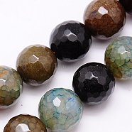 Natural Crackle Agate Beads Strands, Dyed, Faceted, Round, 14mm, Hole: 1mm(G-G445-14mm-10)