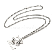 201 Stainless Steel Necklace, Letter Z, 23.74 inch(60.3cm) p: 31.5x29x1.3mm(NJEW-Q336-01Z-P)