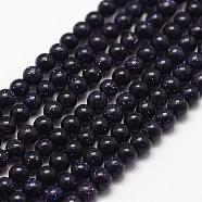 Blue Goldstone Beads Strands, Round, 3mm, Hole: 0.5mm; about 125pcs/strand(G-N0200-01C-3mm)