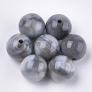 Acrylic Beads, Imitation Gemstone Style, Round, Light Grey, 15.5~16x15mm, Hole: 2mm, about 225pcs/500g(OACR-S029-060F-08)