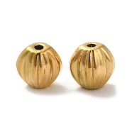 304 Stainless Steel Corrugated Beads, Flat Round, Real 18K Gold Plated, 8x6mm, Hole: 1.5mm(STAS-I203-30G)