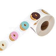 Waterproof PVC Plastic Sticker Labels, Self-adhesive, for Card-Making, Scrapbooking, Diary, Planner, Cup, Mobile Phone Shell, Notebooks, Donut Pattern, Sticker: 2.5cm, about 500pcs/roll(STIC-PW0001-399)