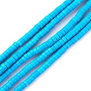 Synthetic Turquoise Beads Strands, Heishi Beads, Dyed, Flat Round/Disc, Deep Sky Blue, 4x2mm, Hole: 1mm, about 170pcs/strand, 16 inch(TURQ-G110-4x2mm-06)