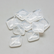Acrylic Beads, Imitation Gemstone Style, Two Tone Color, Rhombus, Clear & White, 30x25x7.5mm, Hole: 2mm, about 147pcs/500g(OACR-Q086-AD033)