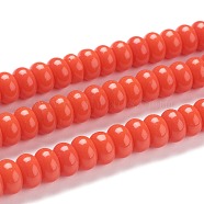 K9 Glass Beads Strands, Imitation Jade Glass Beads, Rondelle, Orange Red, 8~8.5x4.5~5mm, Hole: 1.4mm, about 84pcs/Strand, 15.87 inch(40.3cm)(X-GLAA-K039-A14)
