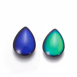 Glass Cabochons(Color will Change with Different Temperature), Mood Cabochons, teardrop, Colorful, 18x13x4.7mm(GGLA-J010-01-13x18mm)