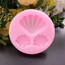 Food Grade Silicone Molds, Fondant Molds, For DIY Cake Decoration, Chocolate, Candy, UV Resin & Epoxy Resin Jewelry Making, Shell, Hot Pink, 62x10mm(X-DIY-L006-07A)