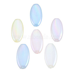 Rainbow Iridescent Plating Acrylic Beads, Glitter Beads, Oval, Mixed Color, 39.5x20x6.5mm, Hole: 2.5mm(X-OACR-N010-066)