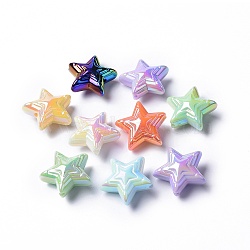 Opaque Acrylic Beads, AB Color Plated, Star, Mixed Color, 22.5x24.5x11.5mm, Hole: 2.1mm(SACR-K004-03)