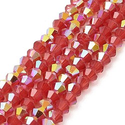 Baking Painted Glass Beads Strands, Imitation Opalite, Faceted, AB Color Plated, Bicone, FireBrick, 4.5x4mm, Hole: 0.8mm, about 88~89pcs/strand, 13.11''(33.3cm)(DGLA-F029-J2mm-A04)