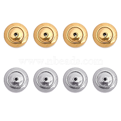 8Pcs 2 Colors 304 Stainless Steel Ear Nuts, Earring Backs, Flat Round, Golden & Stainless Steel Color, 8x3mm, Hole: 0.7mm, 4Pcs/color(STAS-CA0002-05)