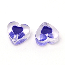 Transparent Clear Enamel Acrylic Beads, Heart, Blue, 15x17x11mm, Hole: 2mm(ACRC-CJC0001-01E)