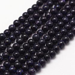 Blue Goldstone Beads Strands, Round, 3mm, Hole: 0.5mm, about 125pcs/strand(G-N0200-01C-3mm)
