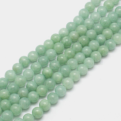 Natural Persian Jade Beads Strands, Dyed, Round, Light Green, 8mm, Hole: 1.2~1.5mm, about 50pcs/strand, 16 inch(G-D434-8mm-20)