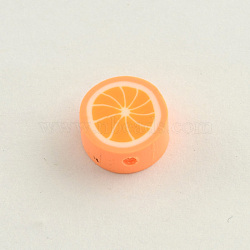 Handmade Polymer Clay Orange Beads, Orange, 10x4.5mm, Hole: 1~2mm(X-CLAY-Q170-07)