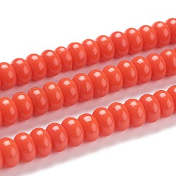 K9 Glass Beads Strands, Imitation Jade Glass Beads, Rondelle, Orange Red, 8~8.5x4.5~5mm, Hole: 1.4mm, about 84pcs/Strand, 15.87 inch(40.3cm)(X-GLAA-K039-A14)