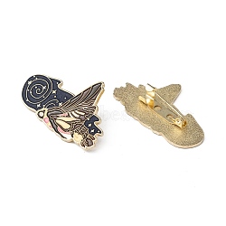 Creative Zinc Alloy Luminous Brooches, Enamel Lapel Pin, Butterfly, Golden, Marine Blue, 23x38mm, Pin: 1mm(JEWB-R015-038)