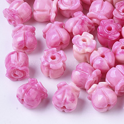 Synthetic Coral Beads, Dyed, Two Tone, Tulip, Hot Pink, 8.5x8mm, Hole: 1.5mm(CORA-R017-28-B06)