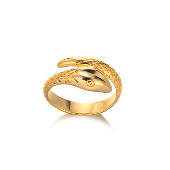 Brass Cuff Open Rings, Golden, Snake, Inner Diameter: Adjustable