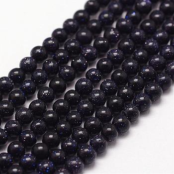 Blue Goldstone Beads Strands, Round, 3mm, Hole: 0.5mm, about 125pcs/strand