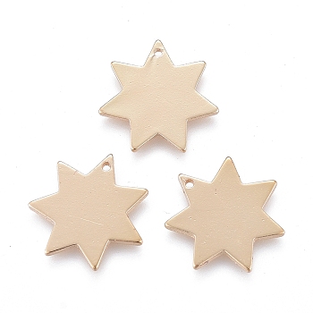Brass Charms, Long-Lasting Plated, Star, Light Gold, 14x14x1mm, Hole: 0.8mm
