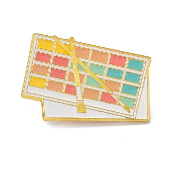Color Palette Enamel Pin, Funny Alloy Enamel Brooch for Backpacks Clothes, Golden, Colorful, 19.5x29x9mm