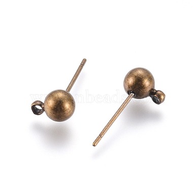 Antique Bronze Round Brass Stud Earring Findings