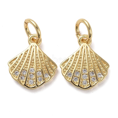 Golden Clear Shell Brass+Cubic Zirconia+Shell Charms