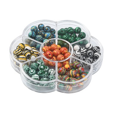 140Pcs 7 Styles Synthetic Malachite Beads(G-YW0001-16)-2