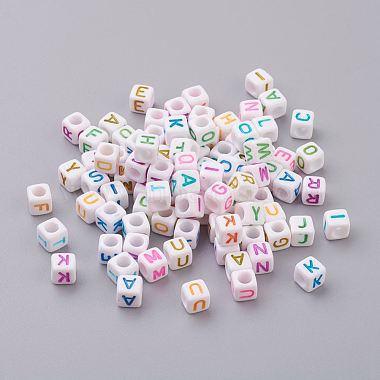 6mm Mixed Color Square Acrylic Beads