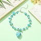Synthetic Turquoise Heart Charm Bracelet with Chips Beaded Chains(BJEW-TA00295-03)-4