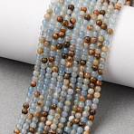 Natural Blue Calcite Beads Strands, Round, Blue, 3mm, Hole: 0.5mm, about 134pcs/strand, 15.35''(39cm)(G-E576-09F)