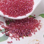 MIYUKI Delica Beads, Cylinder, Japanese Seed Beads, 11/0, (DB0172) Transparent Red AB, 1.3x1.6mm, Hole: 0.8mm, about 2000pcs/10g(X-SEED-J020-DB0172)