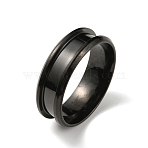 201 Stainless Steel Grooved Finger Ring Settings, Ring Core Blank, for Inlay Ring Jewelry Making, Black, US Size 11 3/4(21.1mm)(RJEW-WH0010-08E-EB-1)