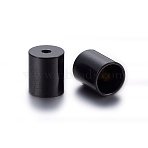 304 Stainless Steel Cord Ends, Ion Plating(IP), End Caps, Column, Electrophoresis Black, 6x5mm, Hole: 1.5mm, Inner Diameter: 4mm(STAS-H467-09B-4mm)