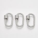 Brass Screw Carabiner Lock Charms, for Necklaces Making, Cadmium Free & Lead Free, Quick Links, Oval, Platinum, 27.5x16.5x3mm, Screw: 8.5x7.5mm(KK-T047-02P)