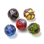 Handmade Gold Sand Lampwork Beads, Round, Mixed Color, 12~12.5mm, Hole: 1.8mm(LAMP-K048-02)