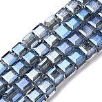 Electroplate Glass Beads Strands, Cube, Faceted, Cornflower Blue, 7x7x7mm, Hole: 1.4mm, about 99pcs/strand, 27.44''(69.7cm)(EGLA-H108-01A-PL02)