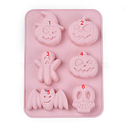 Halloween Theme, Food Grade Silicone Molds, Fondant Molds, For DIY Cake Decoration, Chocolate, Candy, UV Resin & Epoxy Resin Jewelry Making, Mixed Shapes, Pink, 214x152.5x21.5mm(DIY-L025-020)