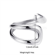 Non-Tarnish Stainless Steel Hollow Geometric Shape Open Ring, Ideal for Daily Wear and Matching, Stainless Steel Color(AY8719-2)